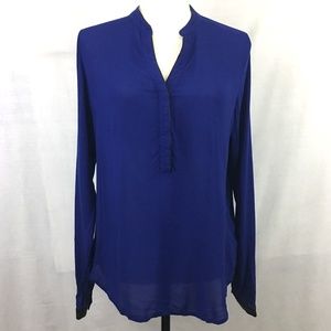 Olive & Oak Blouse Size M Royal Blue Long Sleeve